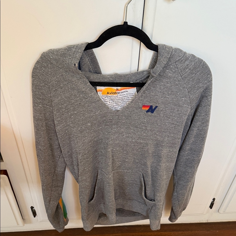 Aviator Nation Heather Gray V-Neck Sweatshirt